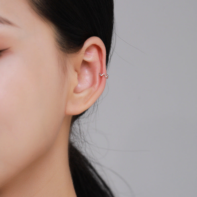 Sterling Silver Small Cute Temperament Wavy Ear Clips