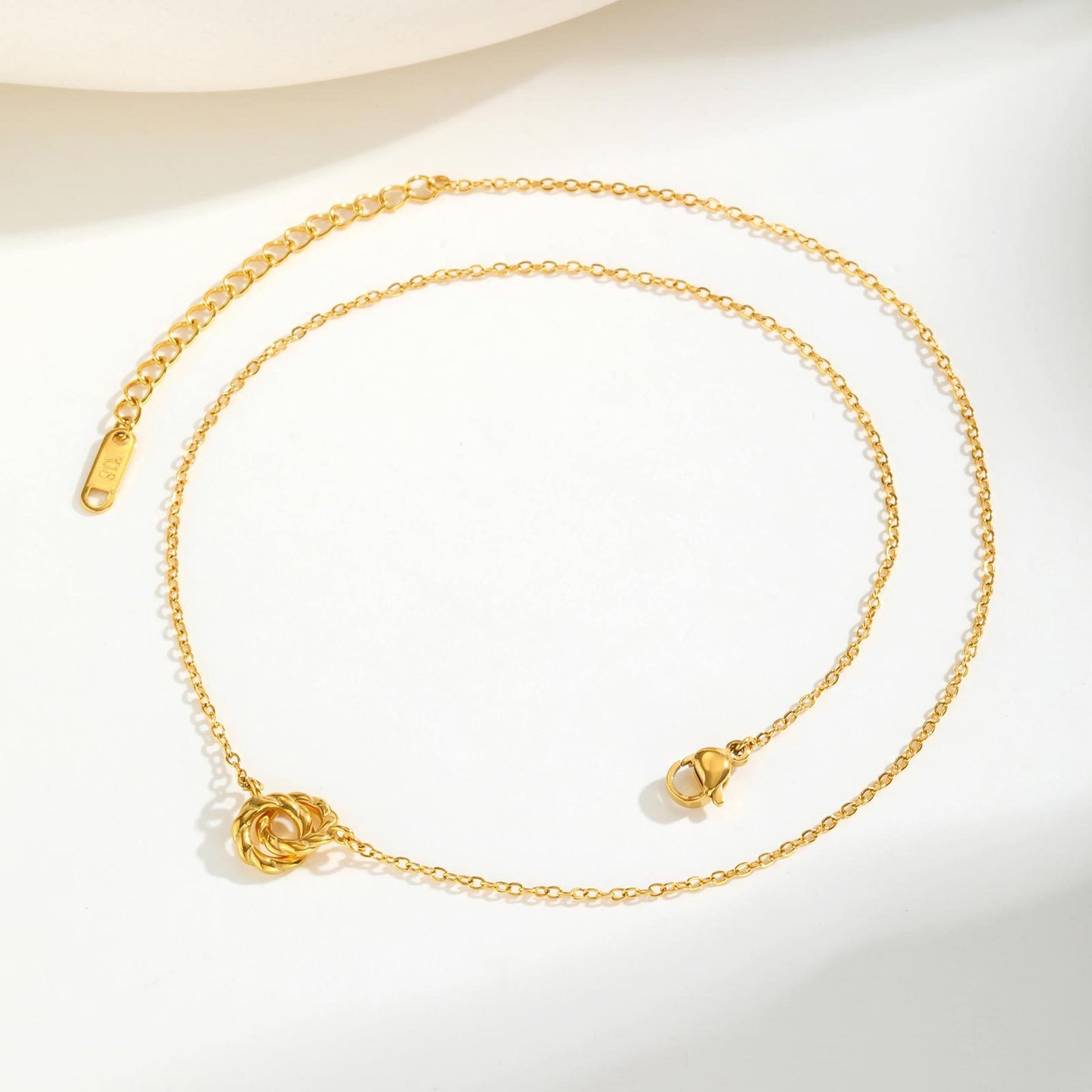 Style Women's Collarbone Chain Stainless Steel Twist Double Ring Necklace