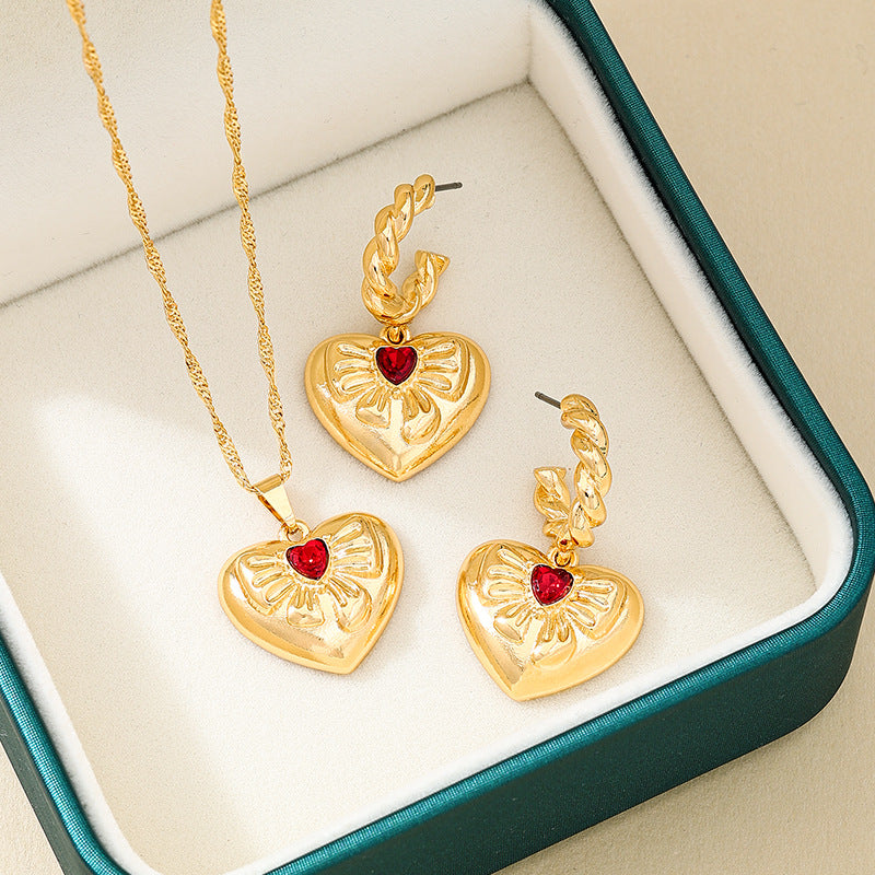 Planderful Vienna Verve Ruby Love Bow Jewelry Set for Women
