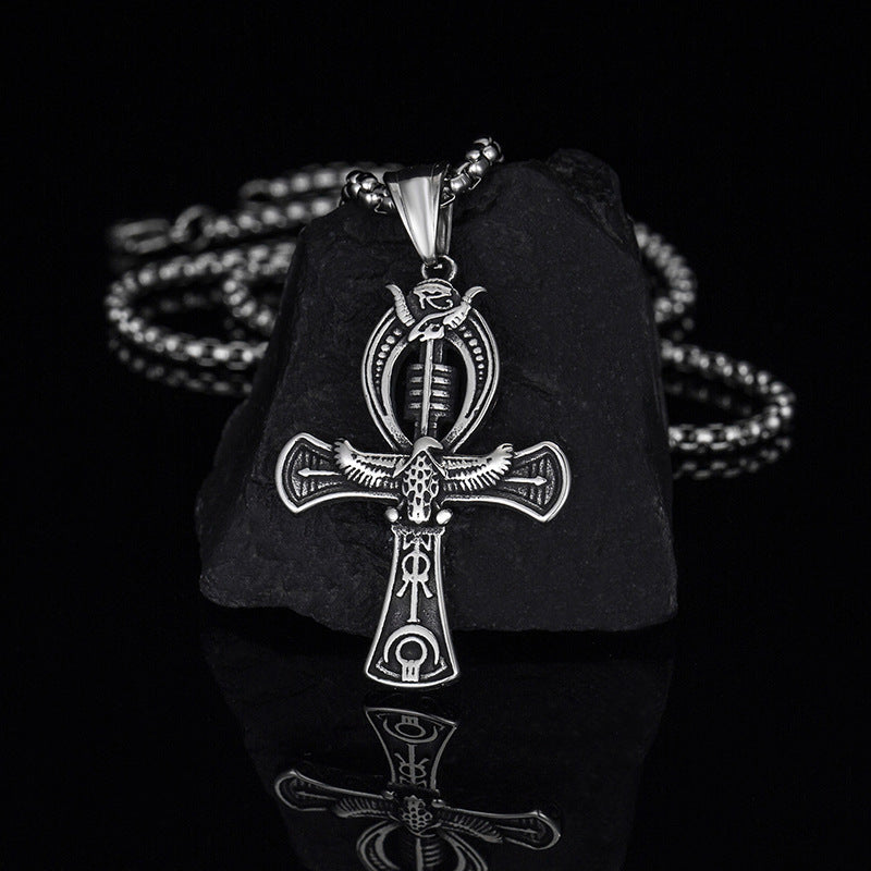 Stainless Steel Necklace – Elegant Egyptian Cross Pendant