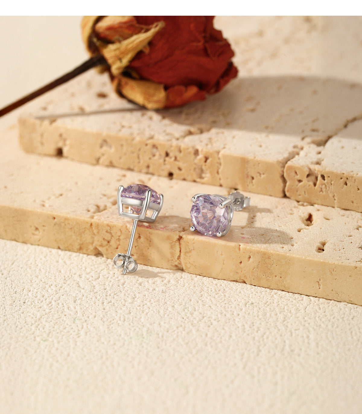 925 Sterling Silver Lavender Fireworks-Cut Earrings