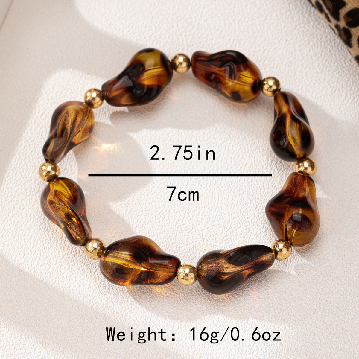 Retro Leopard Print Beaded Bracelet for Women by Planderful
