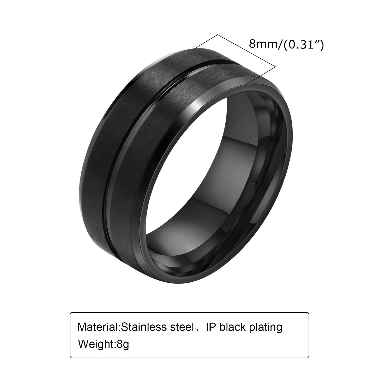 AliExpress Jewelry Ring 6MM Stainless Steel Brushed Black Blue