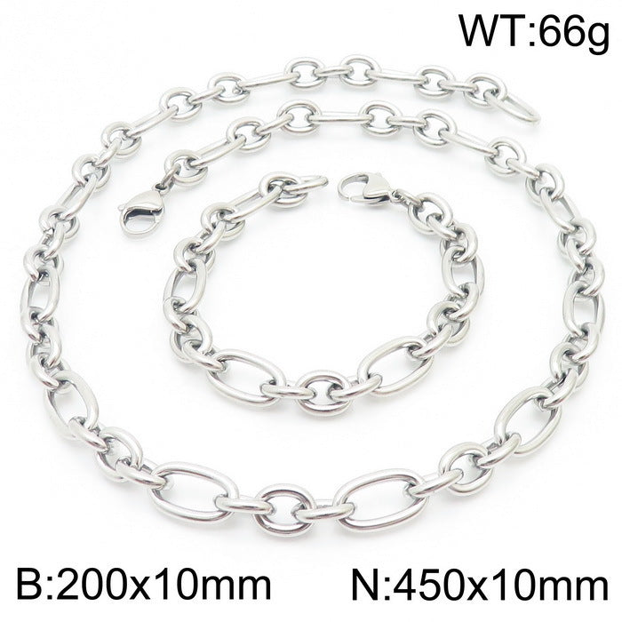 Source Factory Commuter Stainless Steel O Chain Necklace Bracelet Men's Multi-Size 7/10/13 Mmo