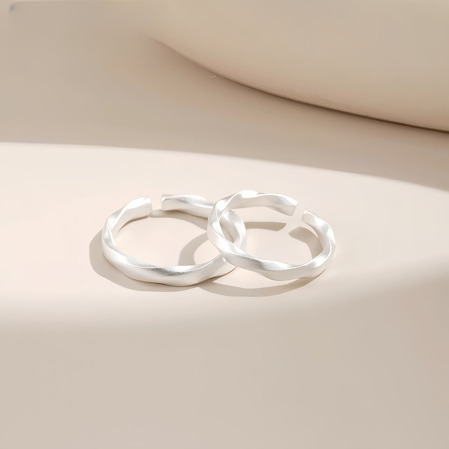 Planderful Mobius Ring Frosted Twist Unisex Sterling Silver S925 Adjustable Gift For Couples