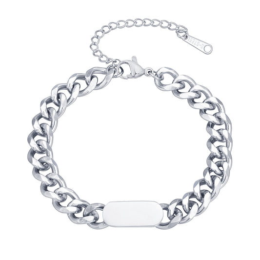 Stylish Men's Stainless Steel Grinding Bracelet Steel Color