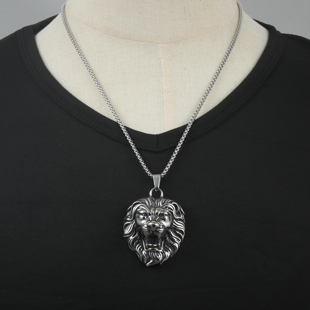 European And American Stainless Steel Lion Pendant Necklace