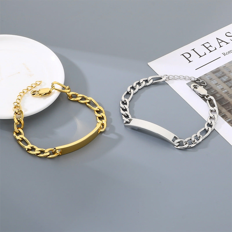 Minimalist Commuter Stainless Steel Cuban Chain Unisex Glossy Bracelet