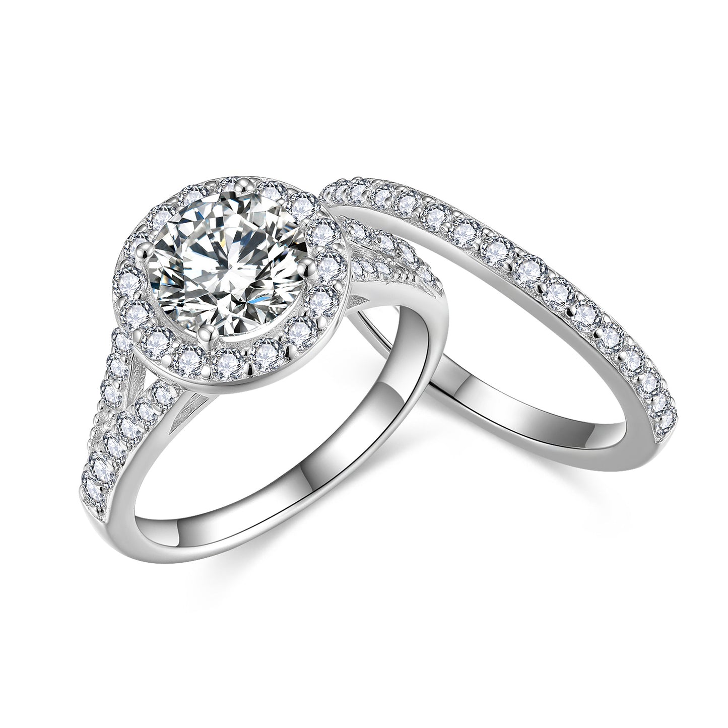 Classic Twisted Wall Round Bag Moissanite Stacked Ring