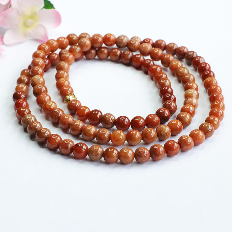 Natural Jade Necklace A Grade Red Jade Bead String 8mm Jade Jewelry