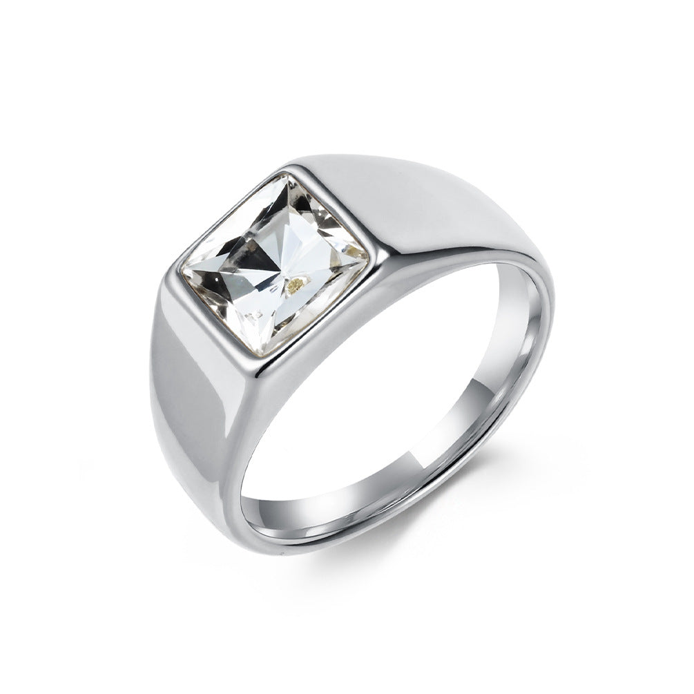Planderful Stainless Steel Zircon Ring Inlaid Red Zircon Retro Kropunk For Men Unisex