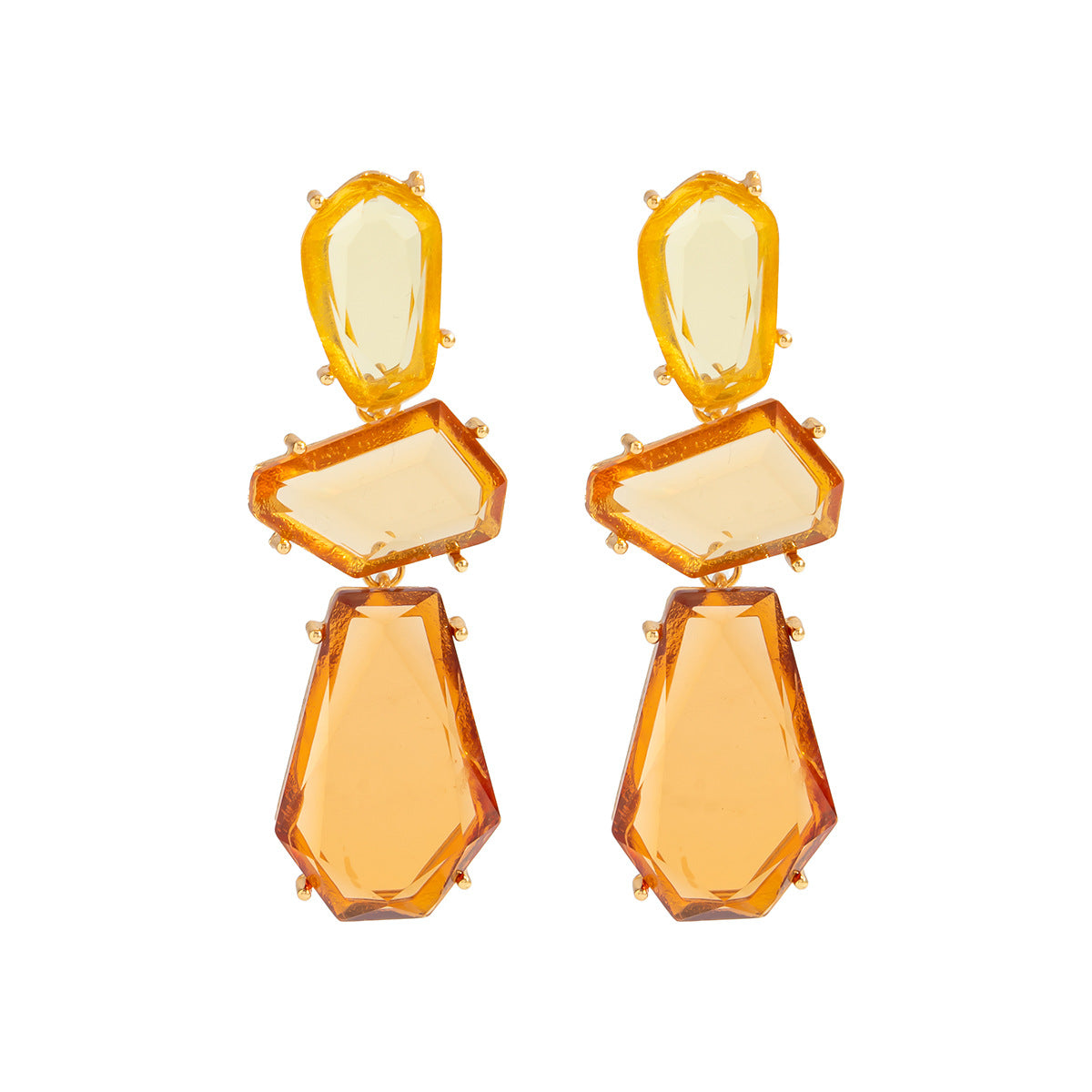 Planderful Vienna Verve Geometric Gem Fringe Earrings For Women Statement Jewelry