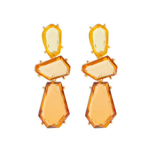Planderful Vienna Verve Geometric Gem Fringe Earrings For Women Statement Jewelry