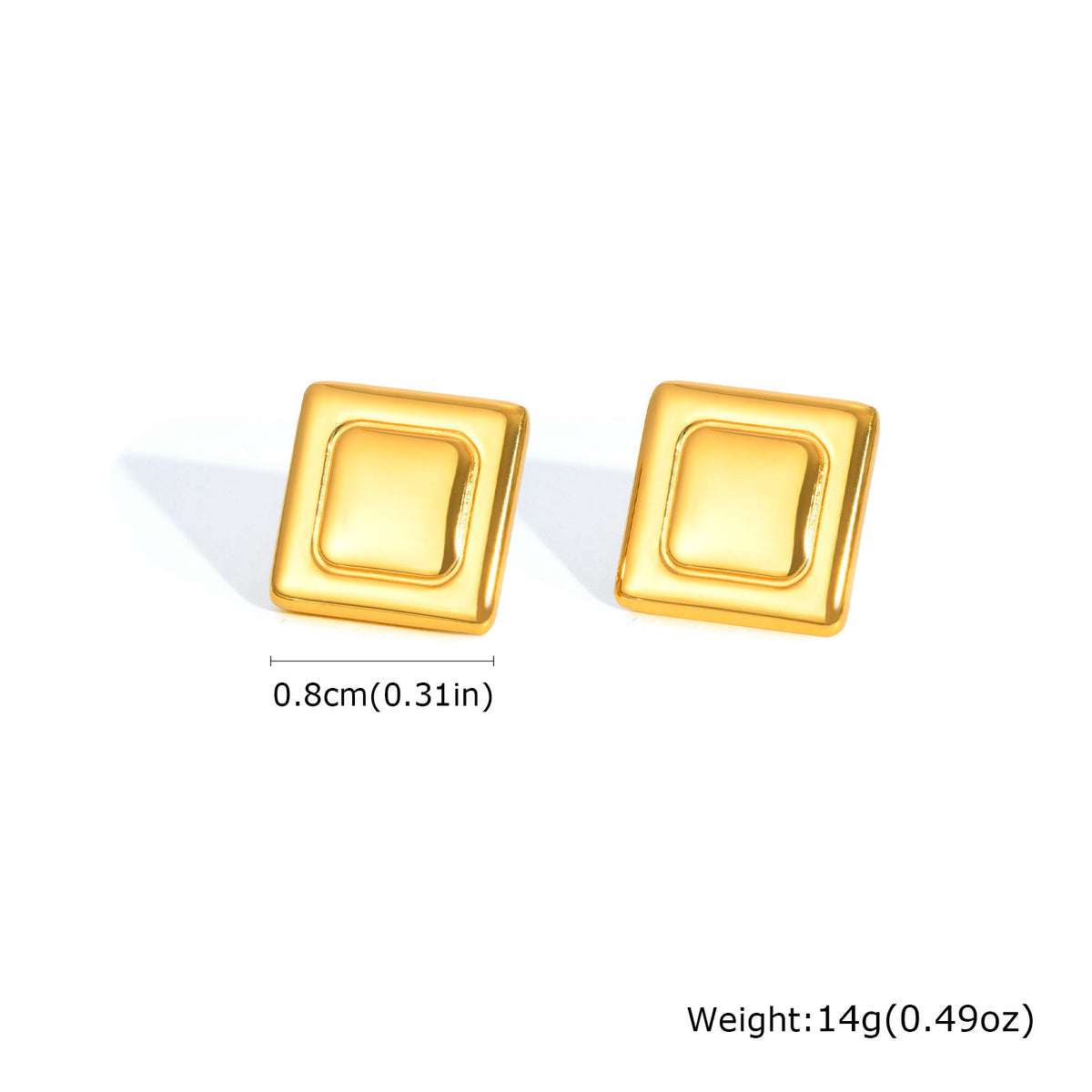 Geometric Square Stud Earrings — Gold or Two-Tone