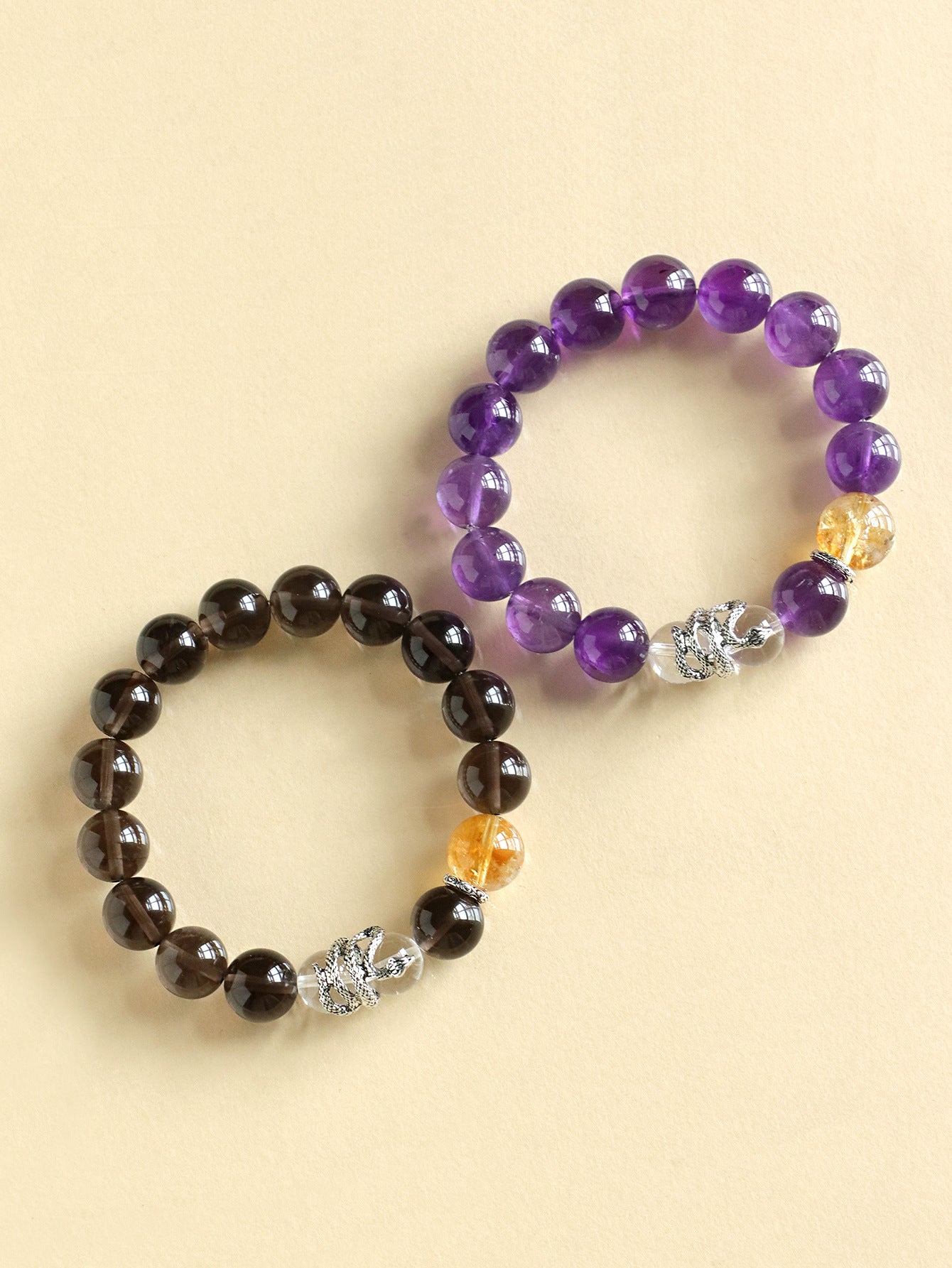 Planderful Fortune's Favor Amethyst Couple Beaded Bracelet – High-End Crystal Design