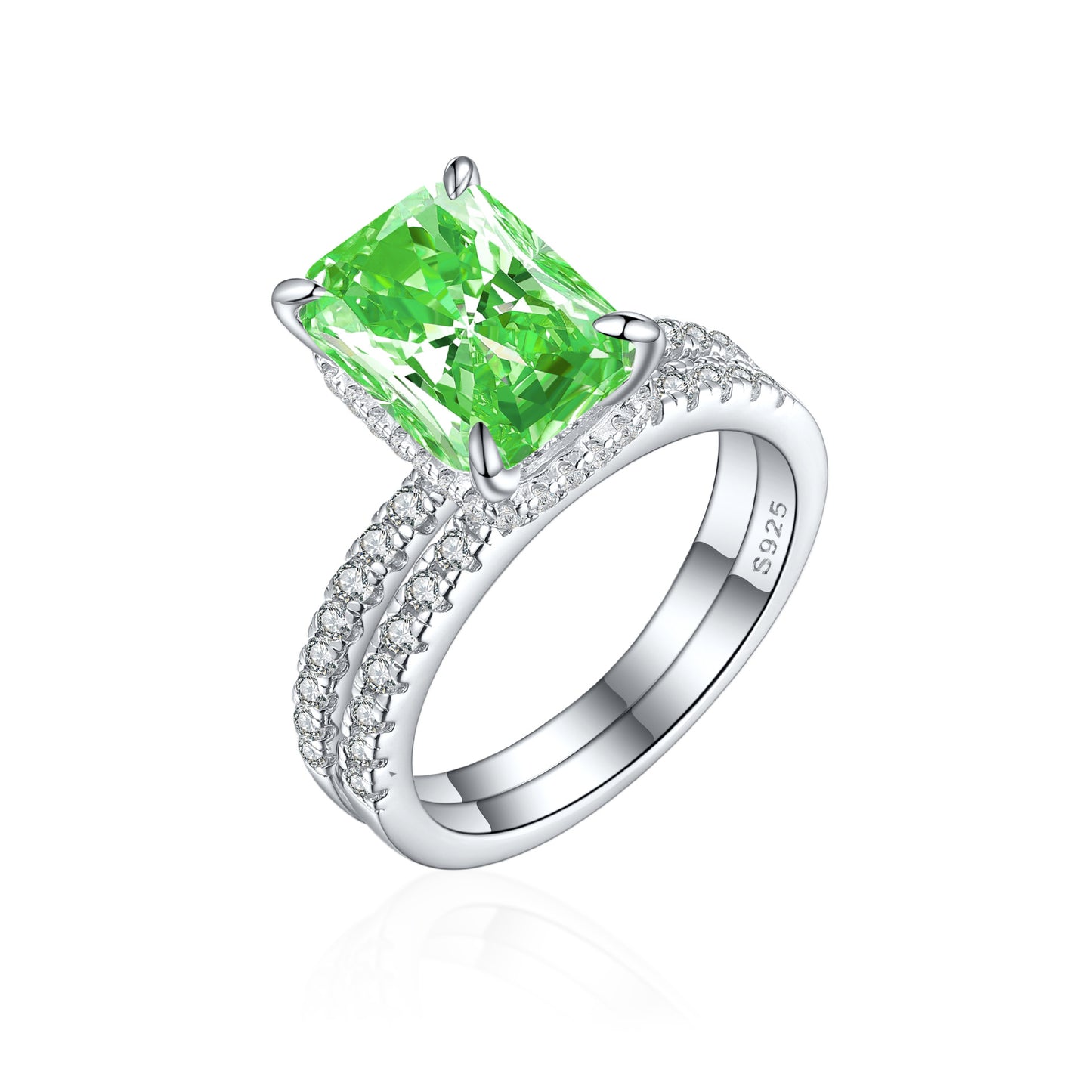 925 Sterling Silver 4ct Ice Flower Cutting Ring with Zircon