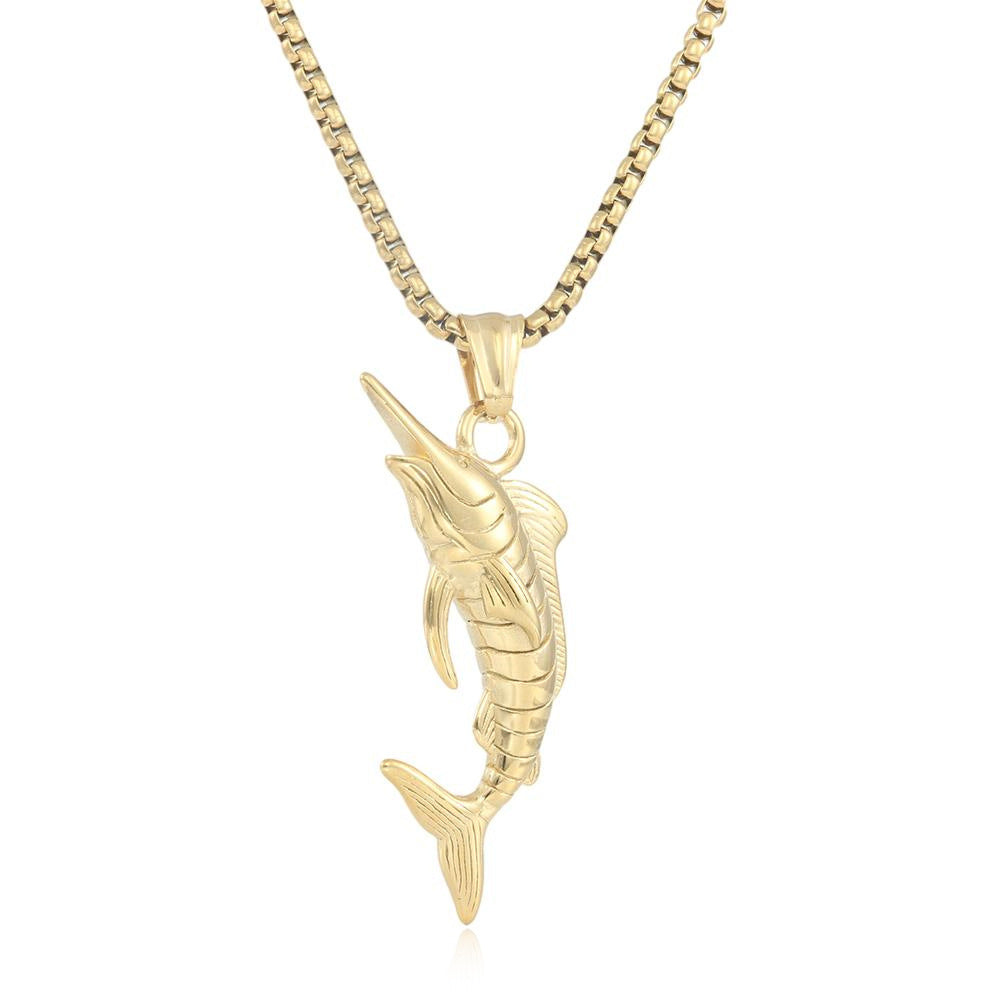 European And American Stainless Steel Sailfish Pendant Necklace