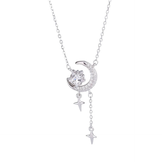 New Romantic Star Moon 925 Sterling Silver Necklace Gift