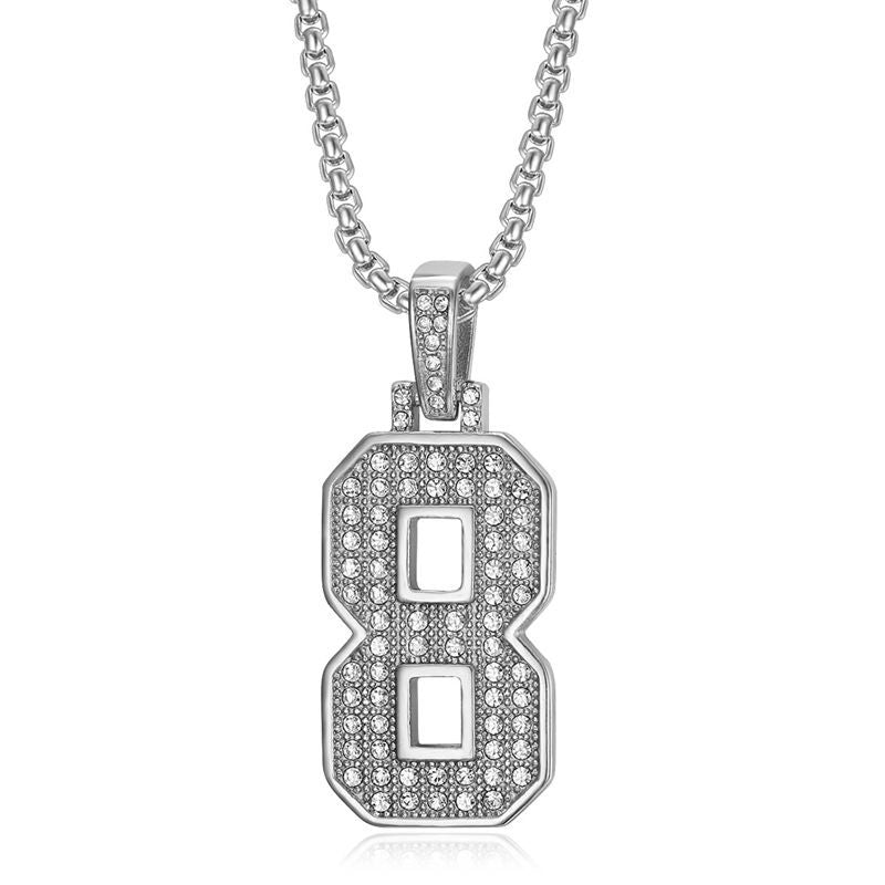 Planderful Everyday Genie Hiphop Stainless Steel Gold Plated Zircon 0to9 Digital Pendant Necklace For Men