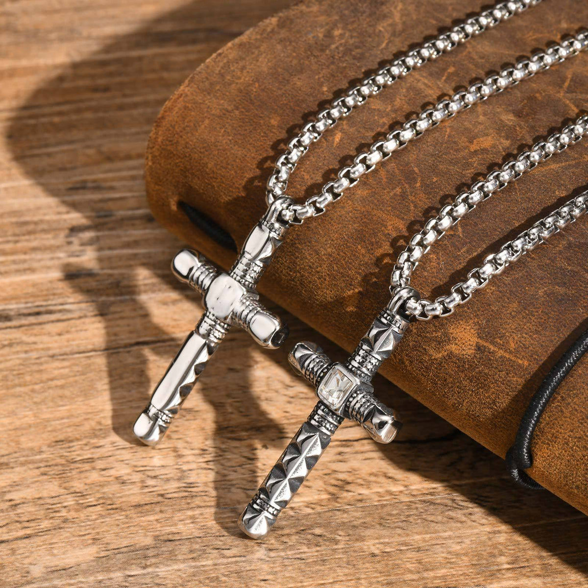 Cross Zircon Stainless Steel Necklace for Men