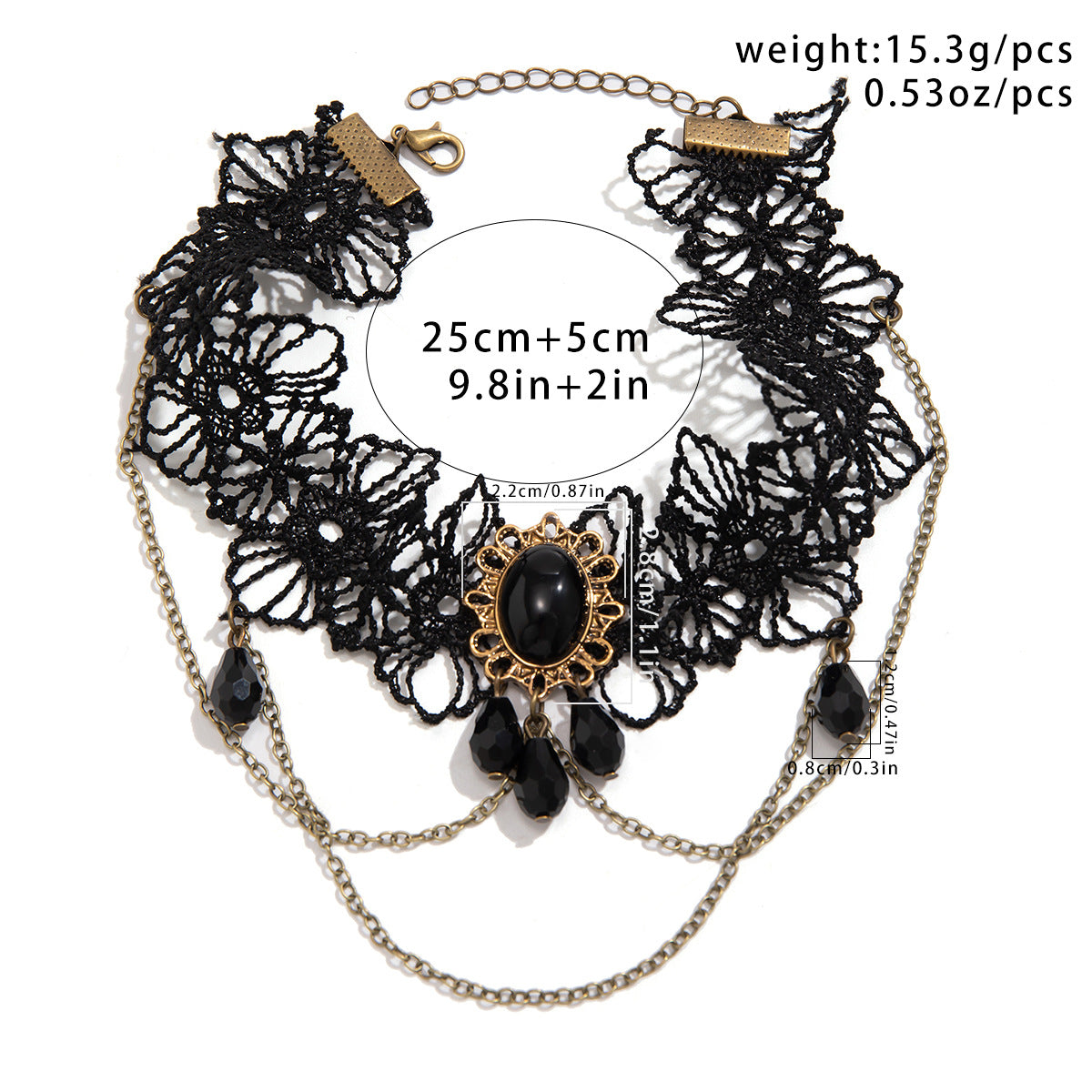 Planderful Vienna Verve Gothic Lolita Lace Arm Chain Bracelet Fringed Drop Jewelry For Alternative Fashion Lovers