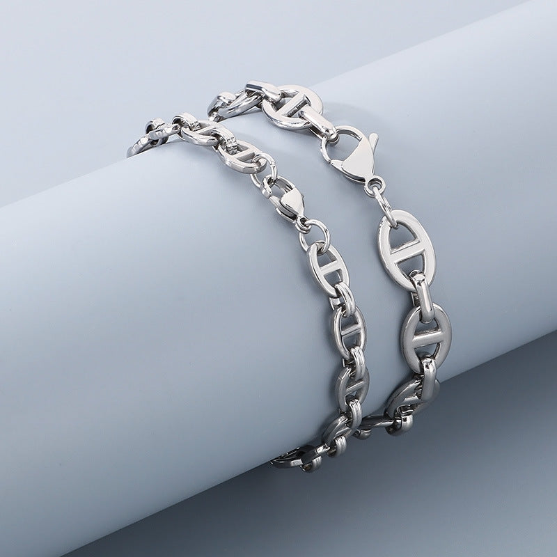 Trendy Pig Nose Chain Necklace For Men Stainless Steel