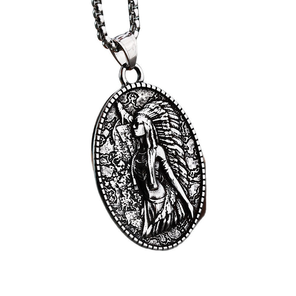Punk Portrait Stainless Steel Pendant Necklace