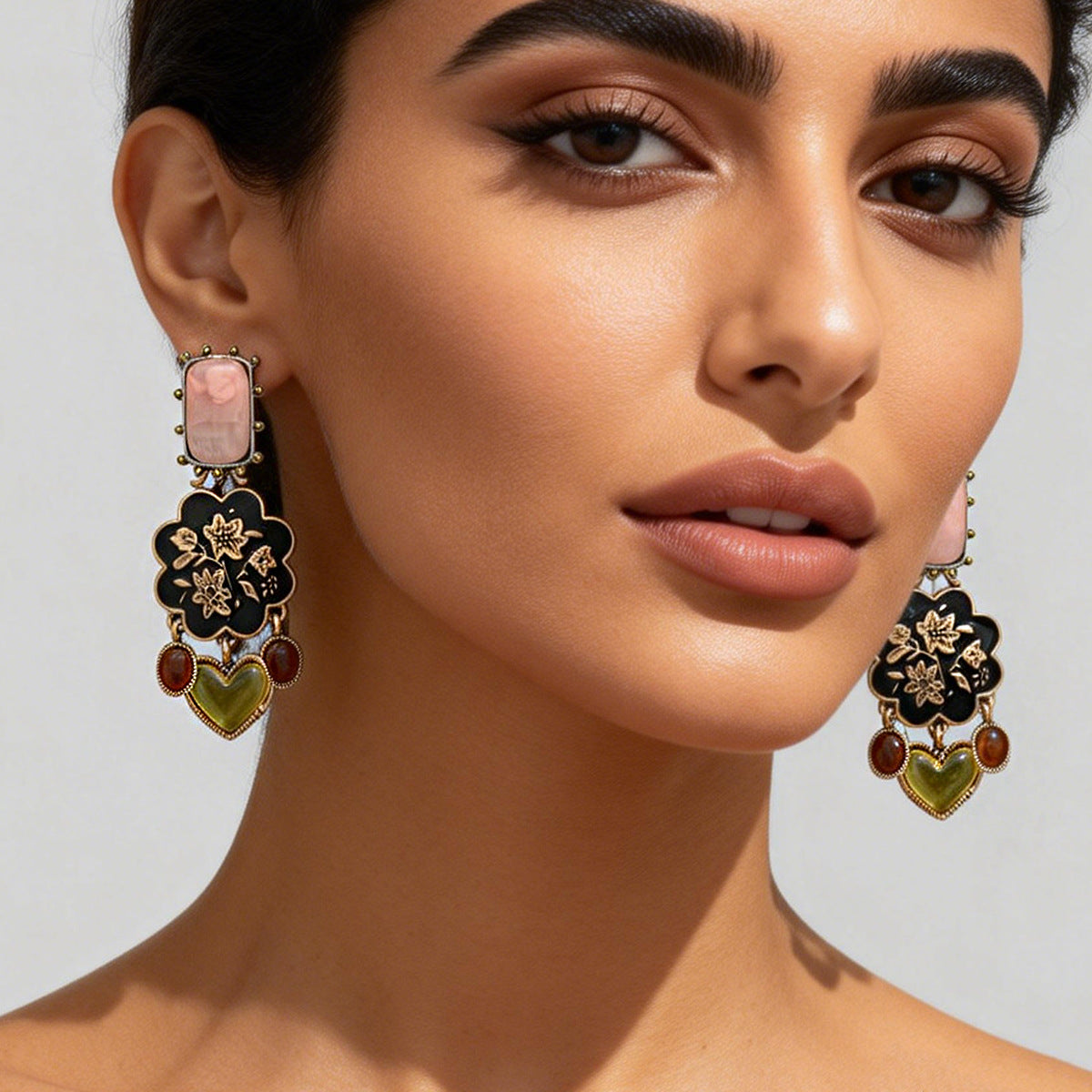 Planderful Vienna Verve Floral Gem Fringed Earrings For Boho Retro Ethnic Style Lovers Statement Ear Jewelry