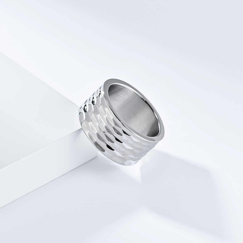Planderful Titanium Steel Ring For Men With Honeycomb Concave Convex Pattern Bold Durable Modern Jewelry For Him