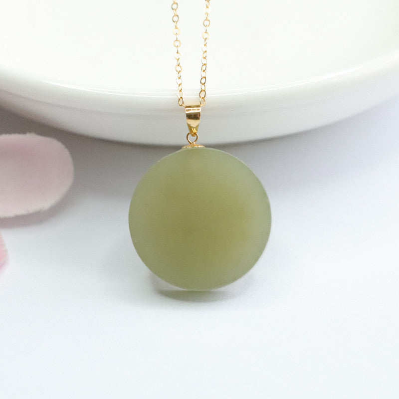 Circular Hotan Jade Sterling Silver Necklace - Fortune's Favor