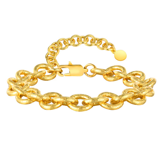 Copper Embossed Round Cross Chain Gold Bracelet Women's