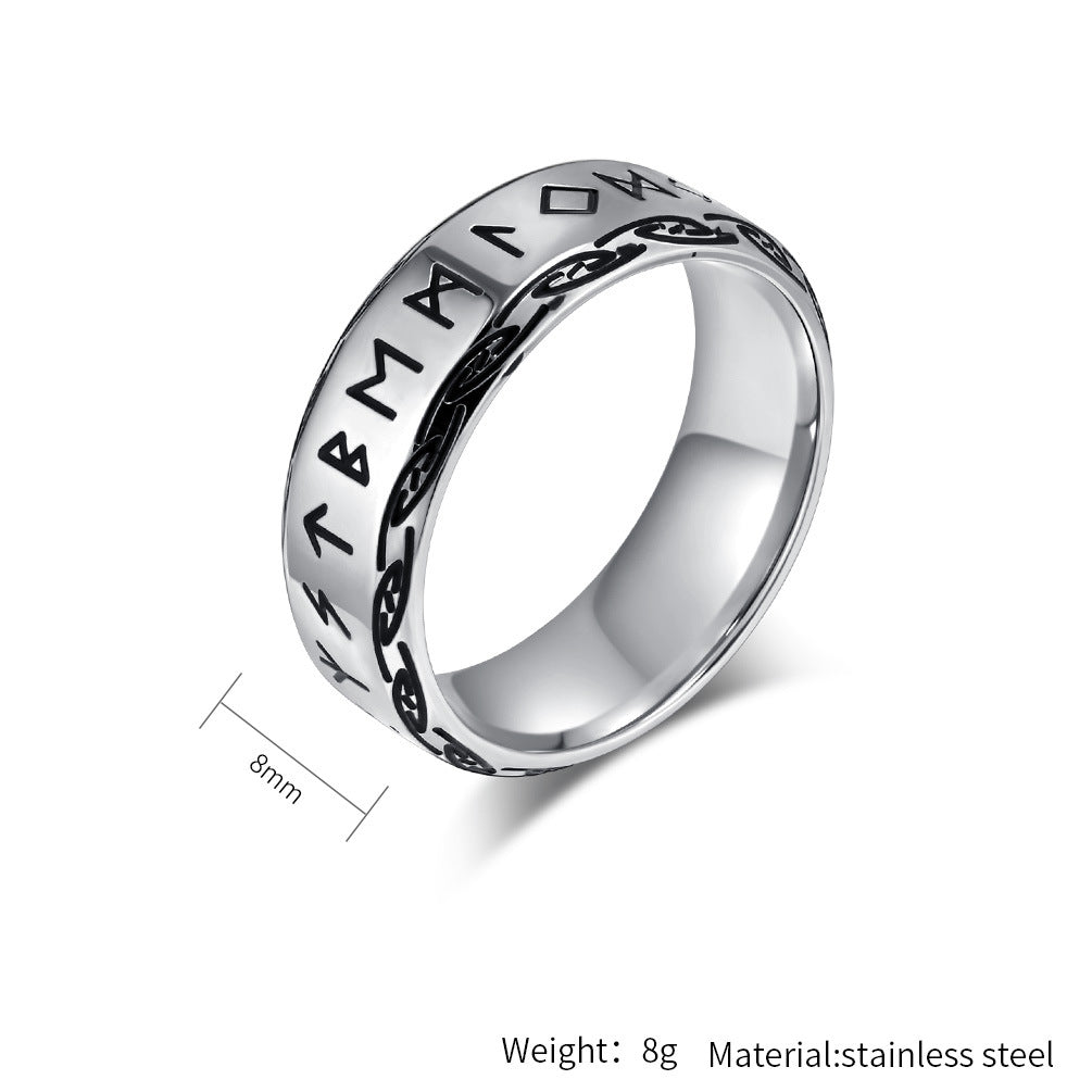 Viking Ring Titanium Steel Mens Ring Planderful Norse Pirate Symbol Bold Durable For Him