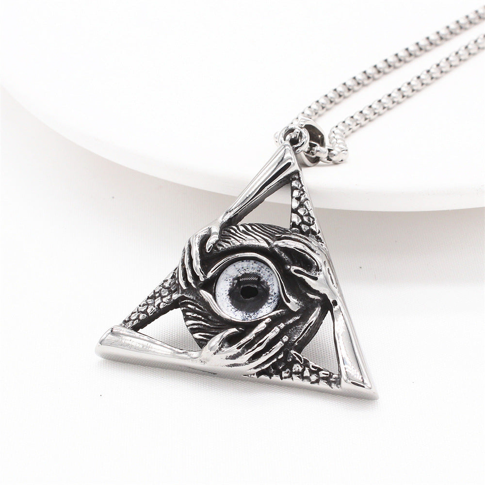 All Seeing Eye Freemason Pyramid Pendant Titanium Steel Durable Unisex Necklace By Planderful For Men And Style Seekers