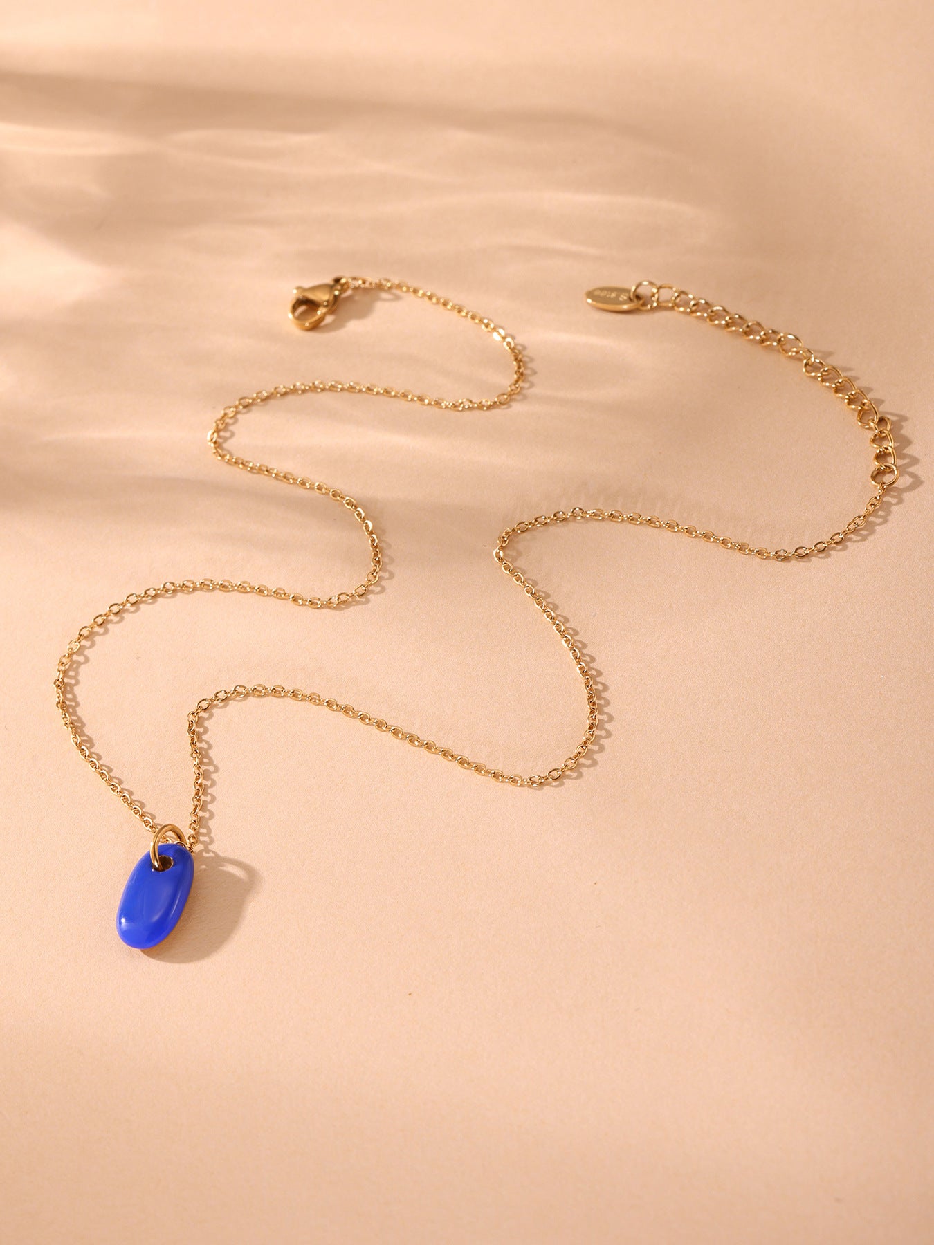 Planderful Oval Pendant Necklace 18K Gold Plated For Women