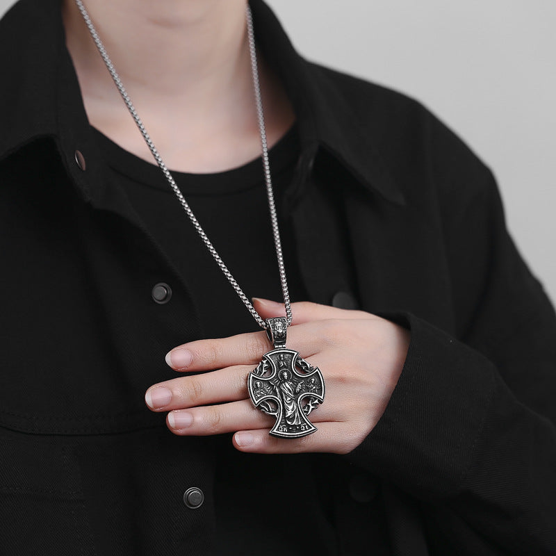 Steel Necklace – Vintage Viking Cross for Men