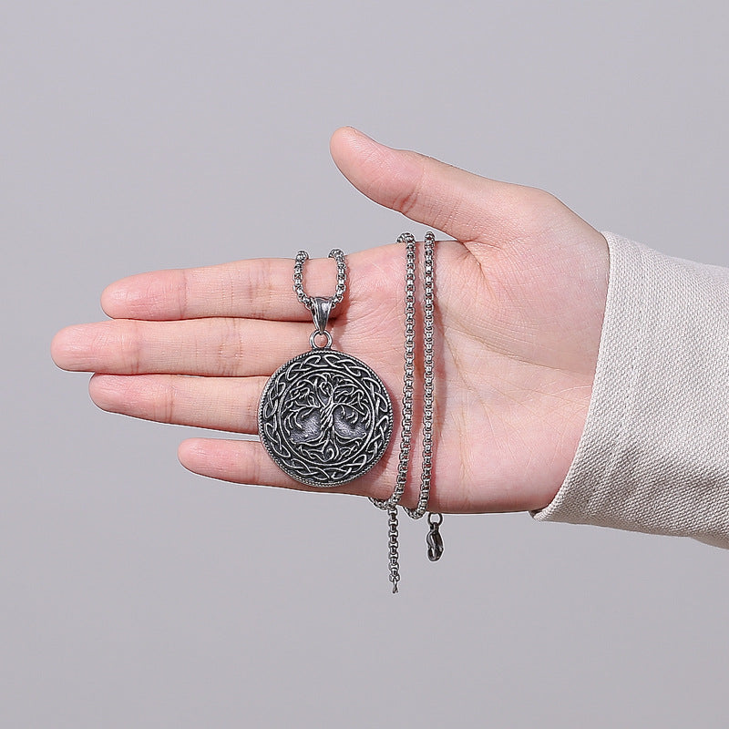 Stainless Steel Necklace - Elegant Tree of Life Pendant