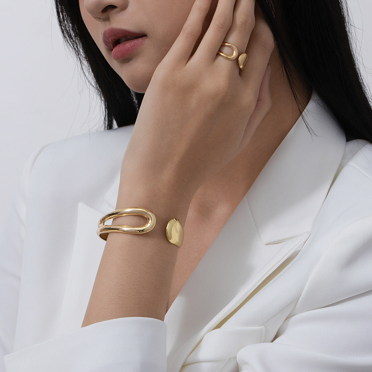 Versatile Metal Bracelet Ring Set for Stylish Women