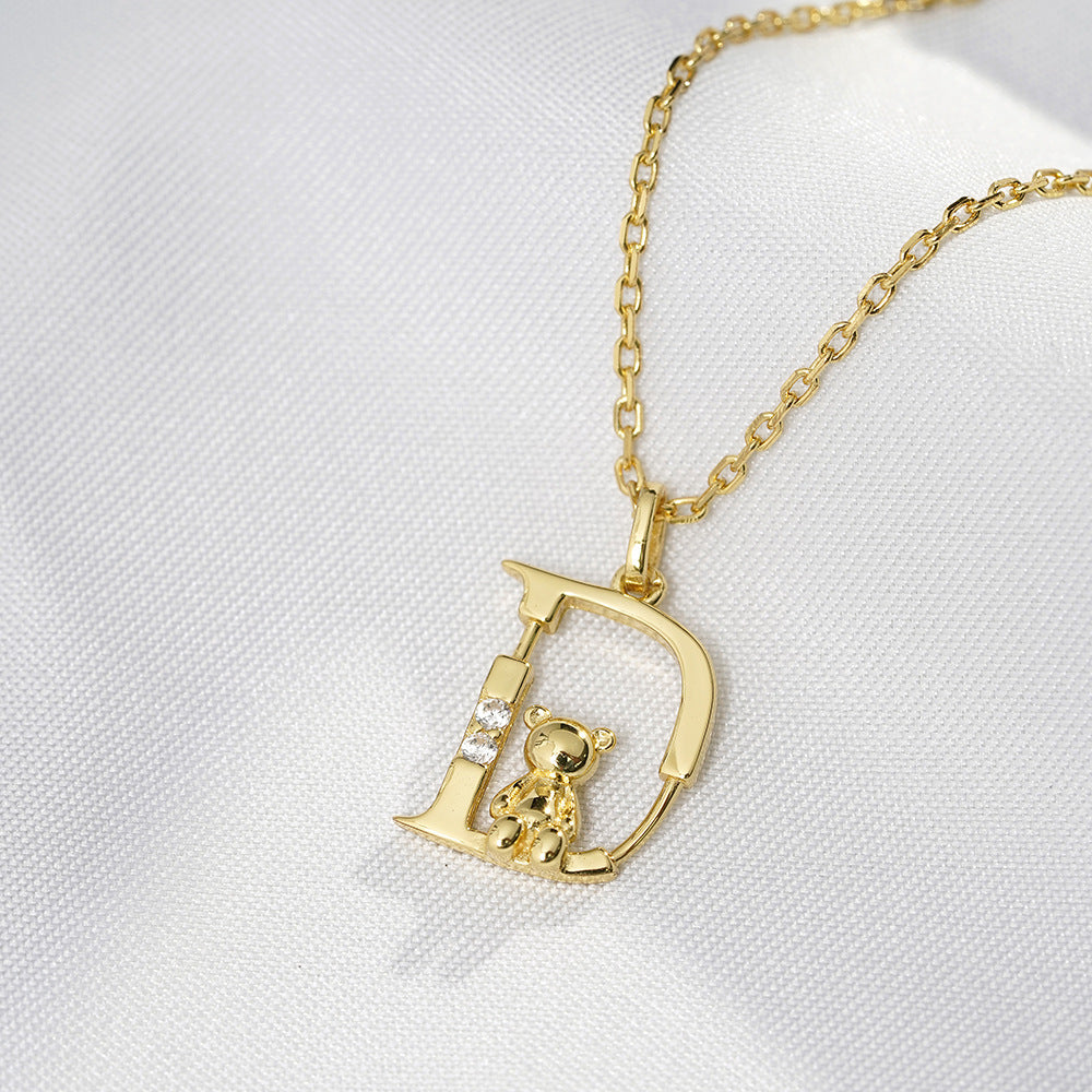 Korean Internet Celebrity Temperament Bear Letter Necklace