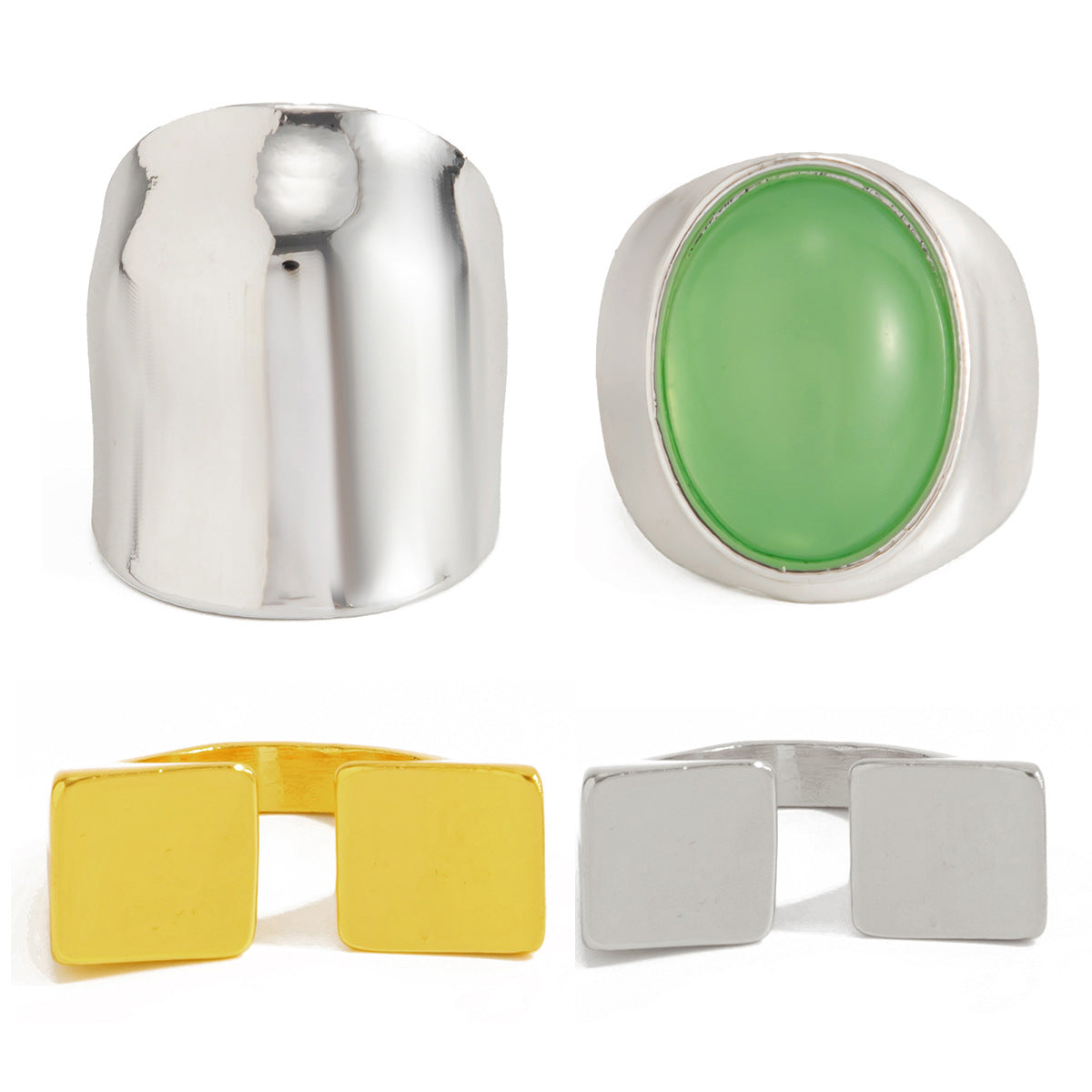 Planderful Vienna Verve Bold Geometric Resin Stone Square Ring for Women Large Wide Surface Statement Jewelry