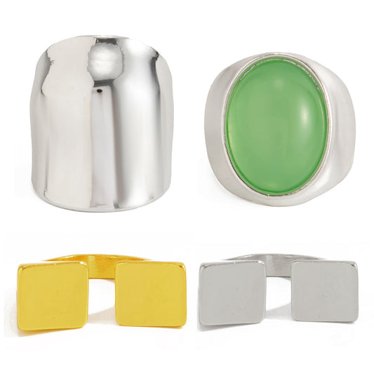 Planderful Vienna Verve Bold Geometric Resin Stone Square Ring for Women Large Wide Surface Statement Jewelry