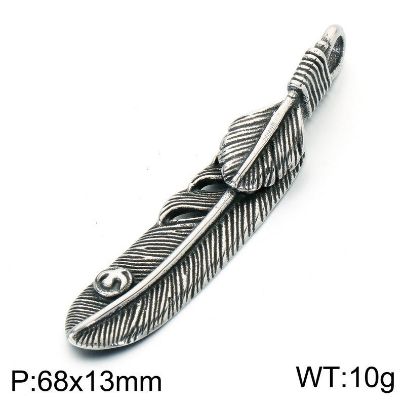 Retro Style Feather Wings Pendant Indian Style Eagle Claw Feather Angel Wings Stainless Necklace