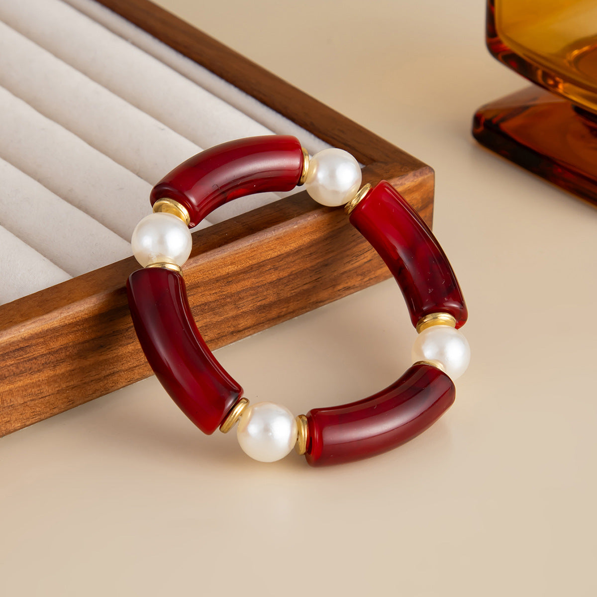 Planderful Amber Beaded Elastic Bracelet Vienna Verve Statement Jewelry For Women Fashion Lovers