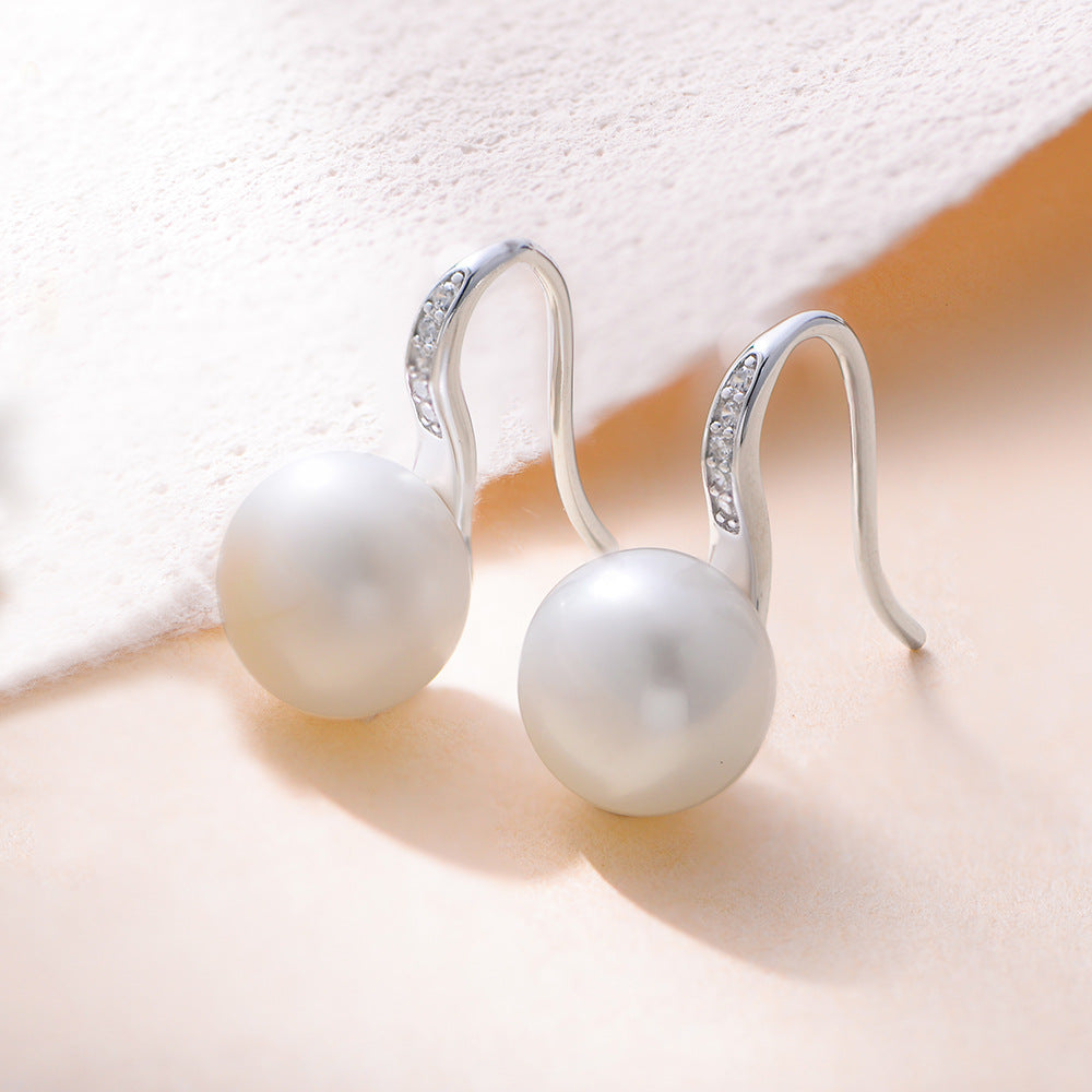 Planderful S925 Silver Pearl Earrings With Micro Inlaid Zircon Elegant Lightweight Luxury For Fashionable Women