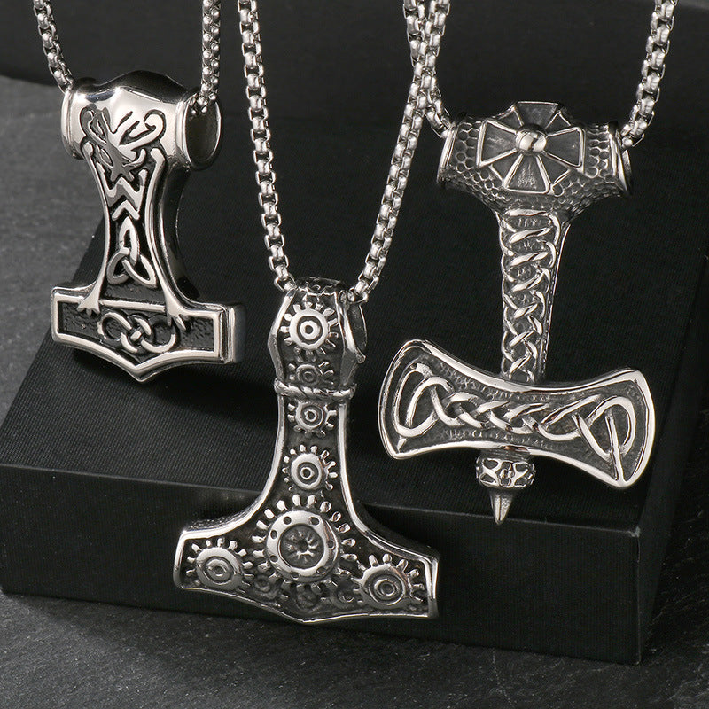 Planderful Dark Wolf Head Pendant Men Titanium Steel