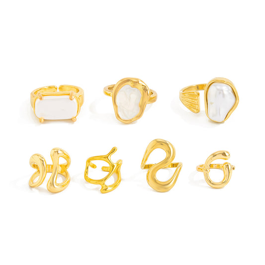 Planderful Imitation Pearl Ring Retro Baroque Statement Jewelry For Women Elegant Vintage Inspired