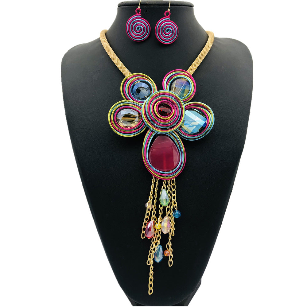 Planderful Savanna Rhythms Necklace Set – Handmade Glass and Alloy Design