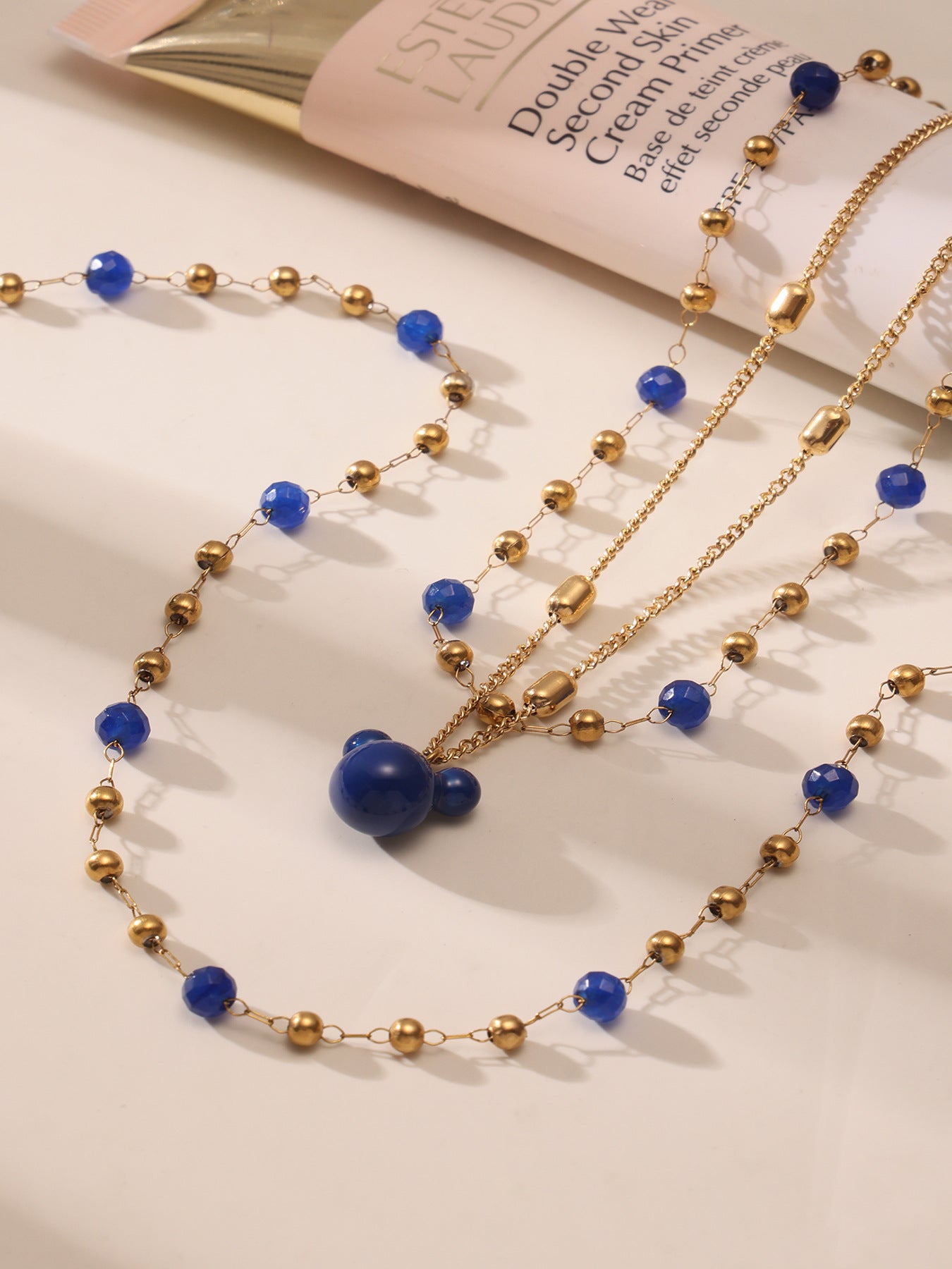 Planderful Rhine Blue Bear Double Necklace Steel Ladies