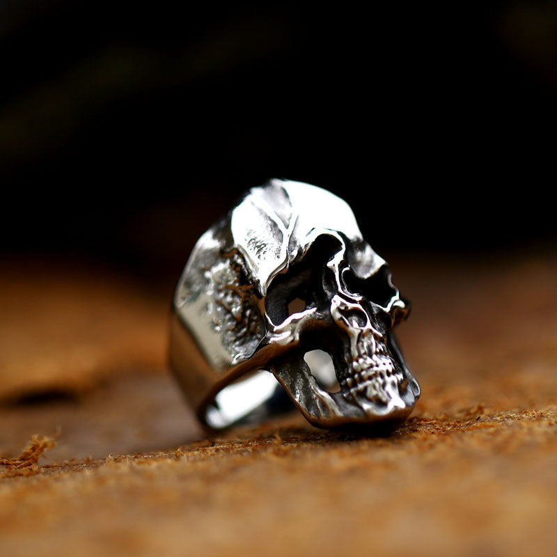 Punk Skull Titanium Steel Ring for Men - Twisted Soul Retro Design in Wholesale Sizes 7-13