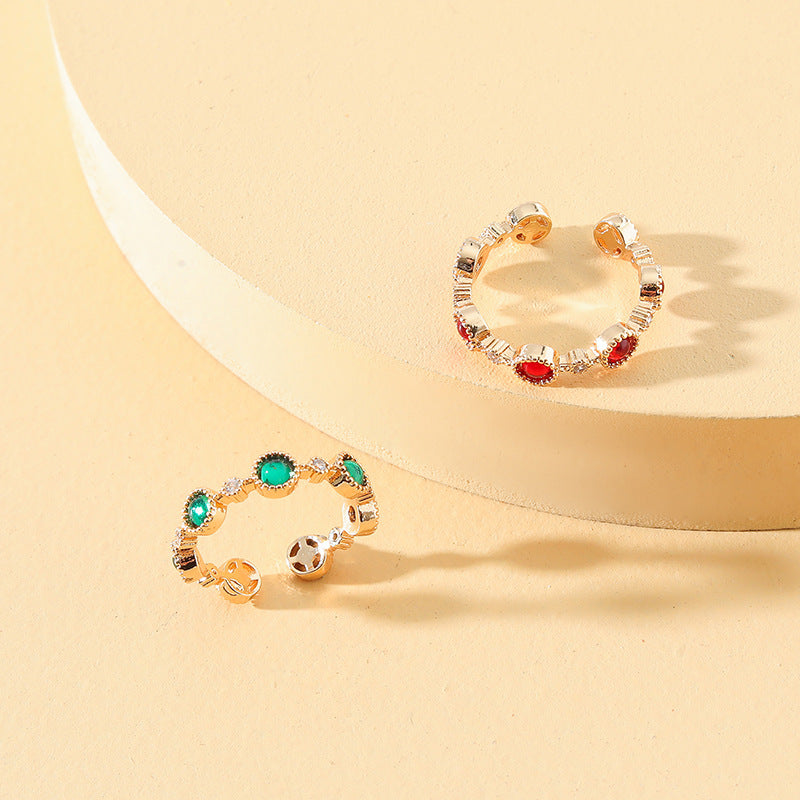 Vienna Verve Collection: Elegant Japanese and Korean Inspired Zircon Moonlight Adjustable Ring