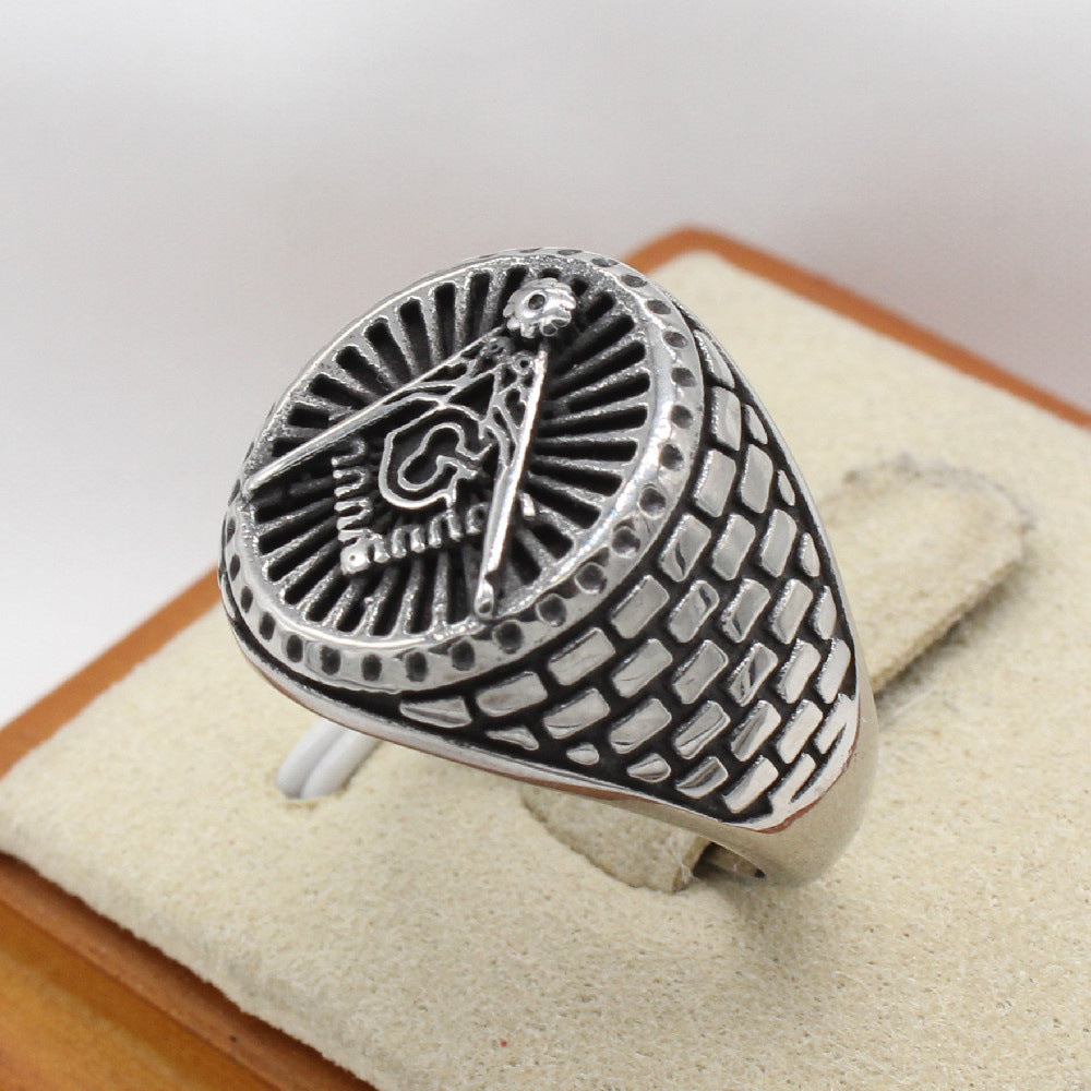 Planderful Masonic Ring For Men Titanium Steel Retro Freemasonry Jewelry Unisex Protection Statement